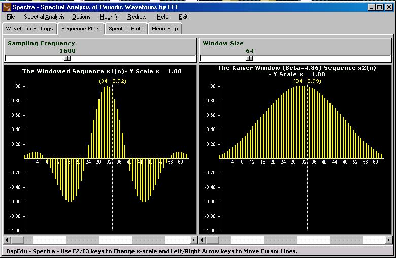 Screenshot of Spectra Module of DspEdu 2.1